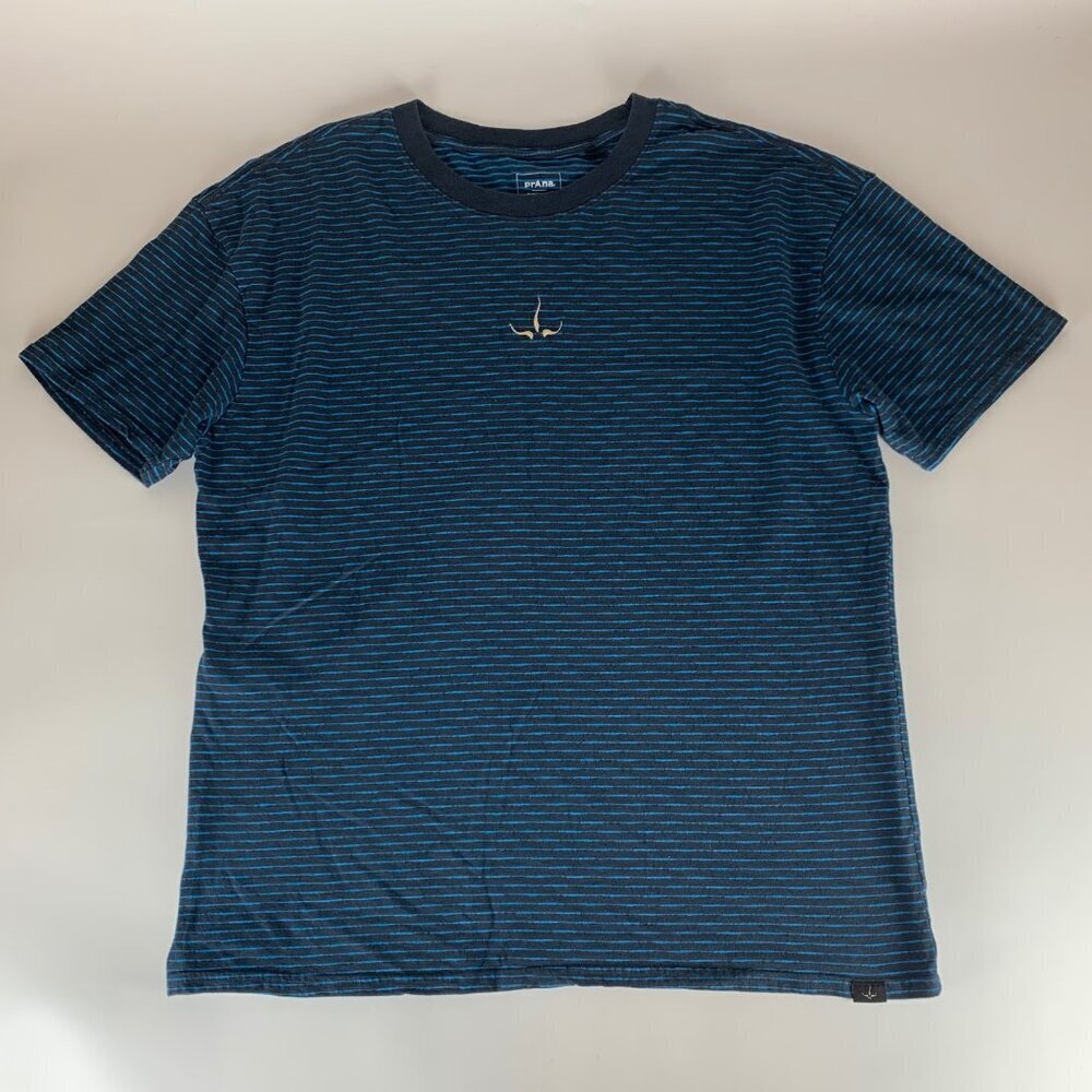 Prana Black Blue Short Sleeve Crewneck Shirt Mens Large